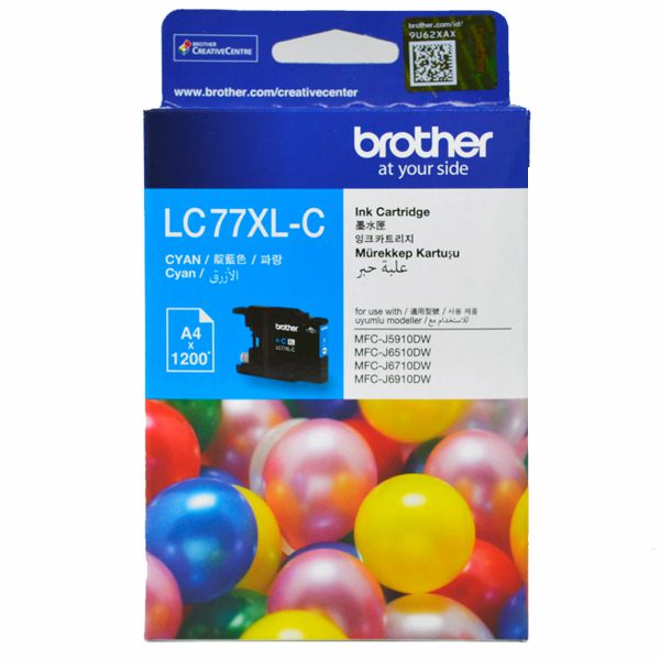 Brother LC77XLC High Yield Cyan Ink Cartridge LC-77XLC