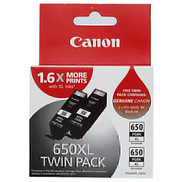 Canon PGI650XLBK Black Ink Cartridge Twin Pack PGI650XLBK-TWIN