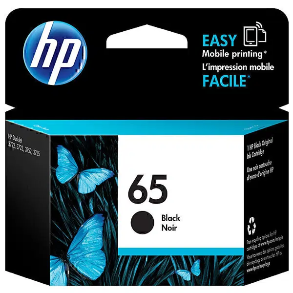 HP #65 Black Ink Cartridge N9K02AA