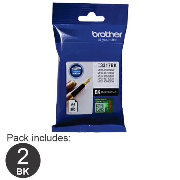 2 x Brother LC3317BK Black Ink Cartridge LC-3317BK