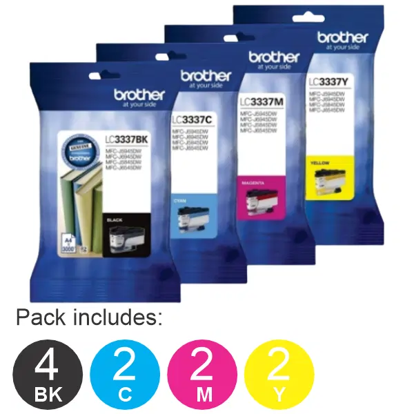 10 Pack – Brother LC3337 (4BK,2C,2M,2Y) Ink Cartridges