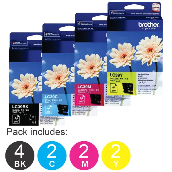 10 Pack – Brother LC39 (1BK,1C,1M,1Y) Ink Cartridges