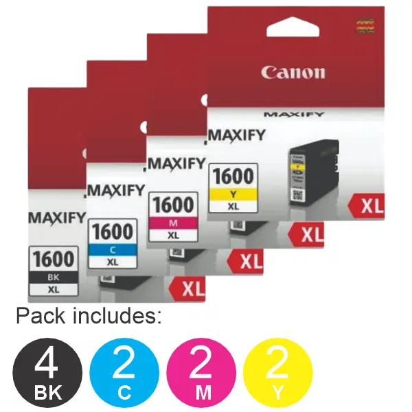 10 Pack – PGI1600XL (4BK,2C,2M,2Y) High Yield Ink Cartridges