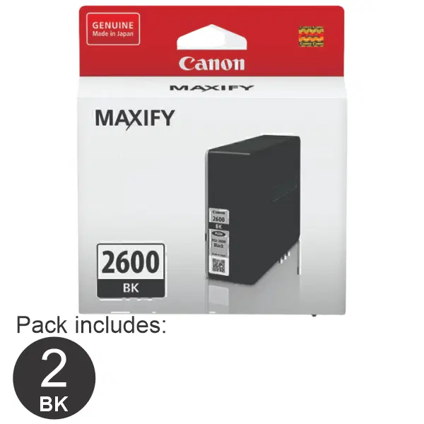 2 x Canon PGI2600BK Black Ink Cartridge PGI2600BK