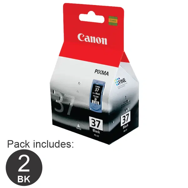 2 x Canon PG37 Black Ink Cartridge PG37