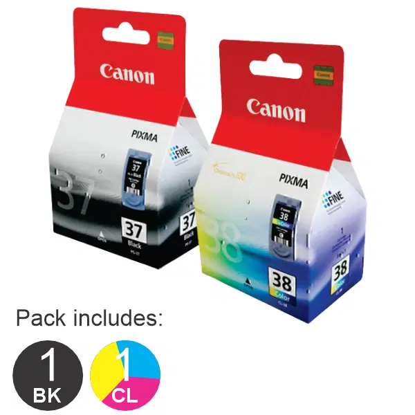 2 Pack – Canon PG37 & CL38 Ink Cartridges G37 & CL38