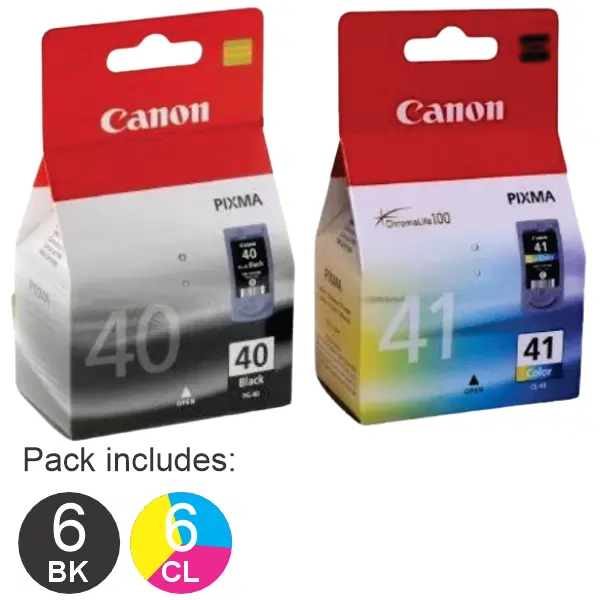 12 Pack – Canon 6 x PG40 & 16x CL41 Ink Cartridges PG40 & CL41