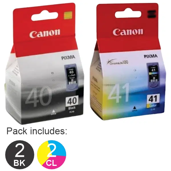 4 Pack – Canon 2 x PG40 & 2 x CL41 Ink Cartridges PG40 & CL41