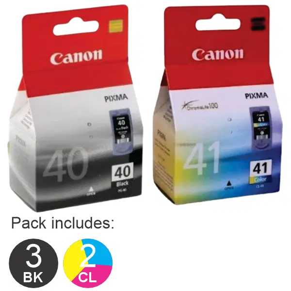 5 Pack – Canon 3 x PG40 & 2 x CL41 Ink Cartridges PG40 & CL41