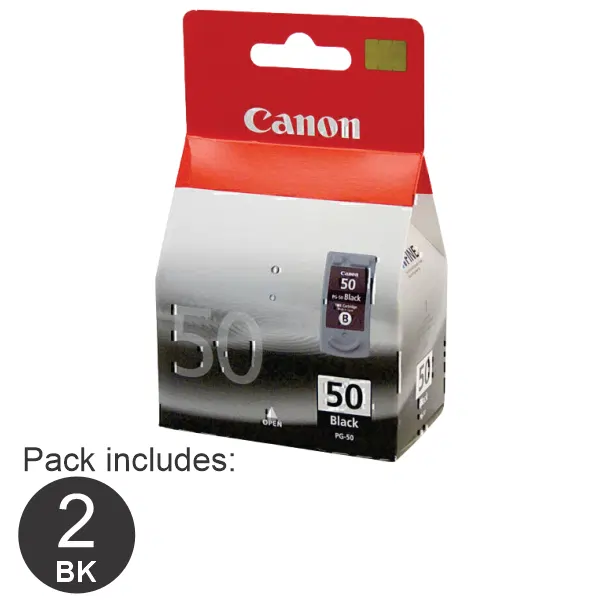 2 x Canon PG50 Fine Black High Yield Ink Cartridge PG50