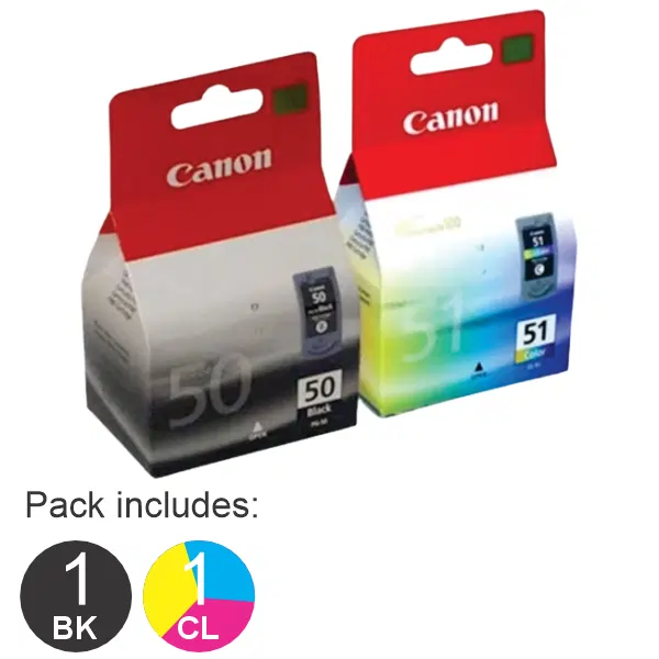 2 Pack – Canon PG50 & CL51 High Yield Ink Cartridges PG50 & CL51