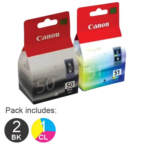 3 Pack – Canon 2 x PG50 & 1 x CL51 High Yield Ink Cartridges G50 & CL51