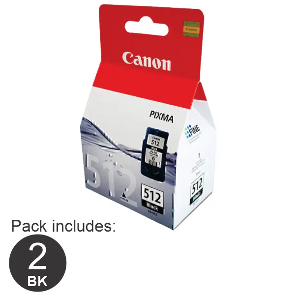 2 x Canon PG512 High Yield Black Ink Cartridge PG512