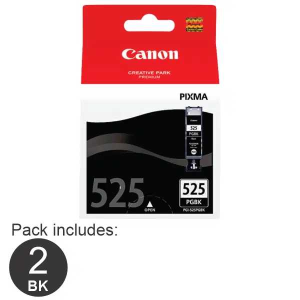 2 x Canon PGI525BK Black Ink Cartridge PGI525BK