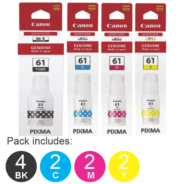 10 Pack – GI61 (4BK,2C,2M,2Y) Ink Bottles