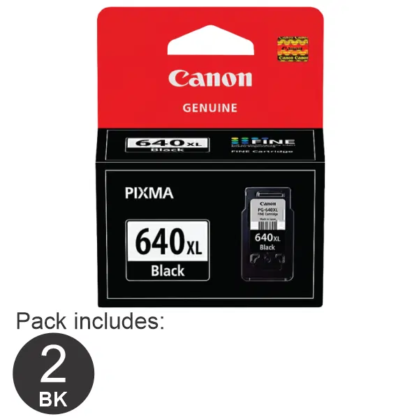 2 x Canon PG640XL High Yield Black Ink Cartridge PG640XL