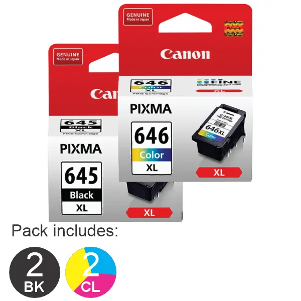 4 Pack – Canon 2 x PG645XL & 2 x CL646XL High Yield Ink Cartridges