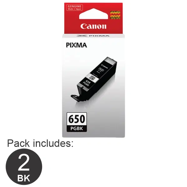 2 x Canon PG650BK Black Ink Cartridge PGI650BK