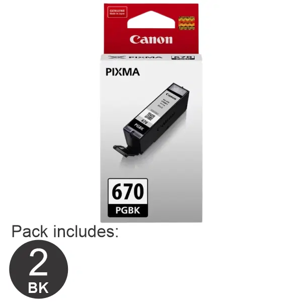 2 x Canon PGI670BK Black Ink Cartridge PGI670BK