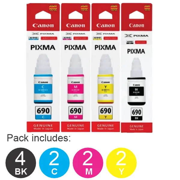 10 Pack – GI690 (4BK,2C,2M,2Y) Ink Bottle