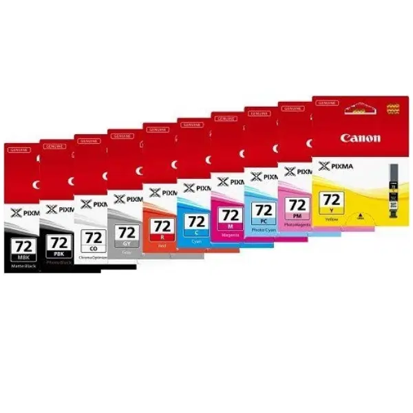 10 Pack – PGI72 (1C,1CO,1GY,1M,1MB,1PBK,1PC,1PM,1R,1Y) Ink Cartridges