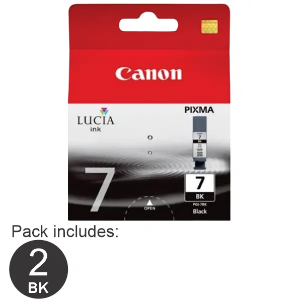 2 x Canon PGI7BK Black Ink Cartridge