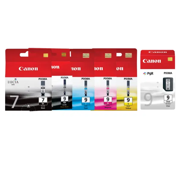 6 Pack – PGI7BK & PGI9BK/C/M/Y/CLEAR (1BK,1PBK,1C,1M,1Y,1CLEAR) Ink Cartridges