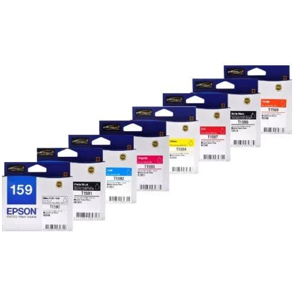 8 Pack - Epson 159 (T1590-T1599) (1GO,1PBK,1C,1M,1Y,1R,1MBK,1O) Ink Cartridges