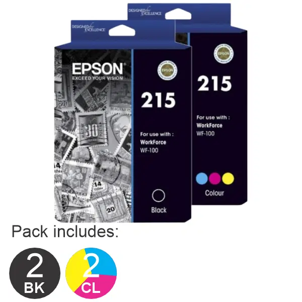 4 Pack – Epson 215 (2BK,2CL) Ink Cartridges