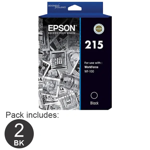 2 x Epson 215 Black Ink Cartridge C13T215192