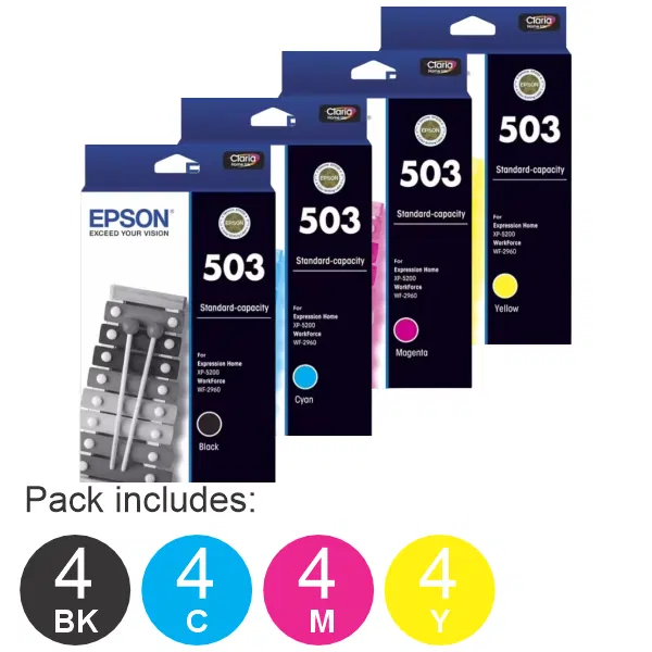 16 Pack – Epson 503 (4BK,4C,4M,4Y) Ink Cartridges