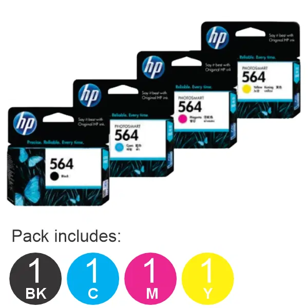 4 Pack – HP #564 (1BK,1C,1M,1Y) Ink Cartridges