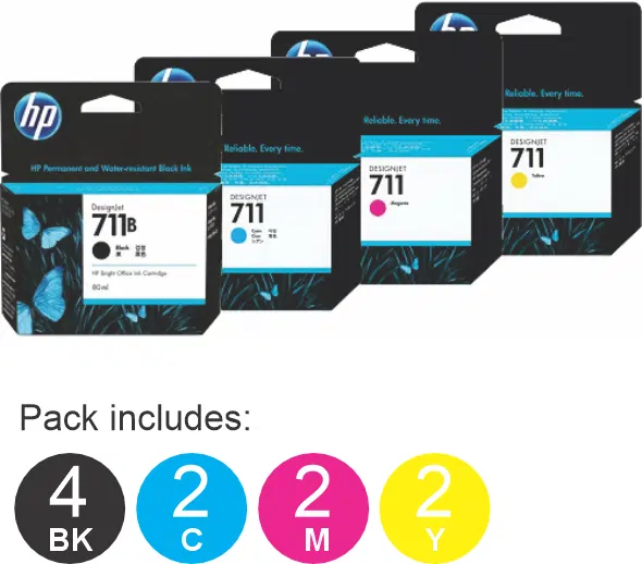 10 Pack – HP #711 (4BK,2C,2M,2Y) Ink Cartridges