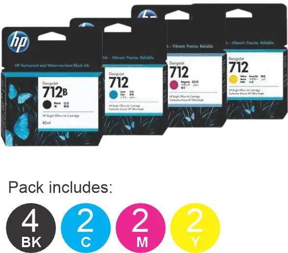 10 Pack – HP #712 (4BK,2C,2M,2Y) Ink Cartridges