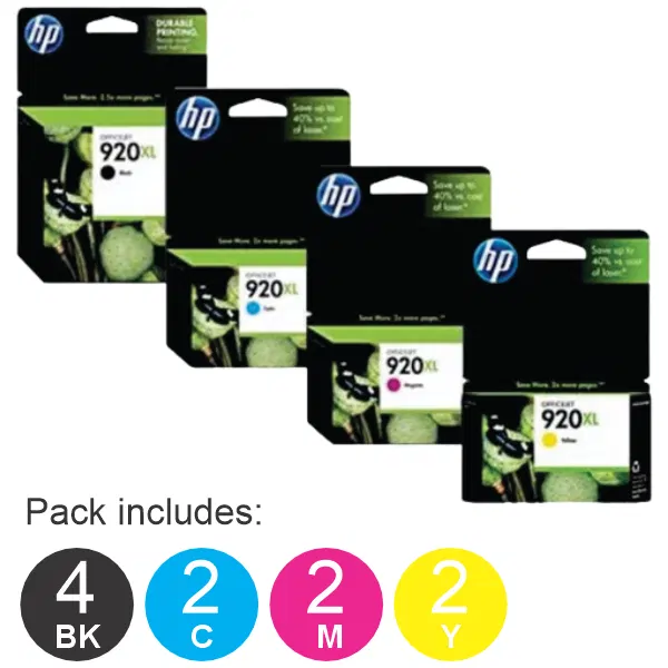 10 Pack – HP #920XL (4BK,2C,2M,2Y) High Yield Ink Cartridges