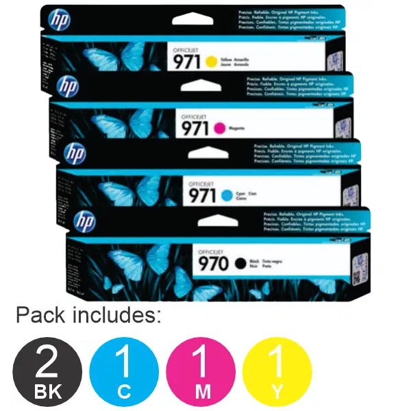 5 Pack – HP #970 & #971 (2BK,1C,1M,1Y) Ink Cartridges