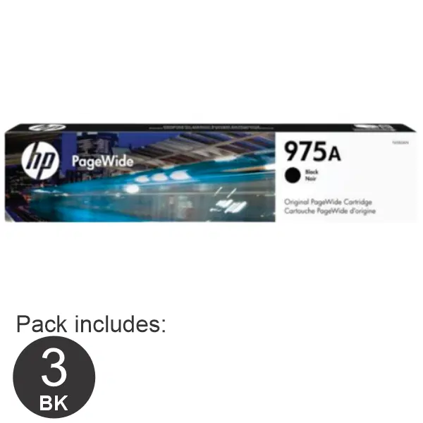 3 x HP #975A Black Ink Cartridge L0R97AA