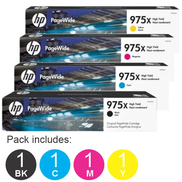 4 Pack – HP #975XL (1BK,1C,1M,1Y) High Yield Ink Cartridges