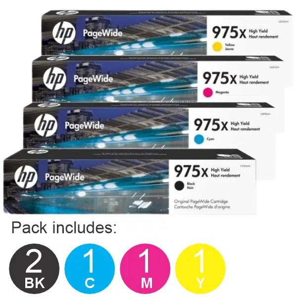 5 Pack – HP #975XL (2BK,1C,1M,1Y) High Yield Ink Cartridges