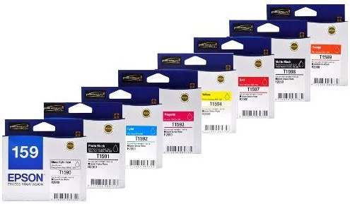 8 Pack – Epson 159 (T1590-T1599) (1GO,1PBK,1C,1M,1Y,1R,1MBK,1O) Ink Cartridges