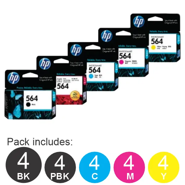 20 Pack – HP #564 (4BK,4PBK,4C,4M,4Y) Ink Cartridges