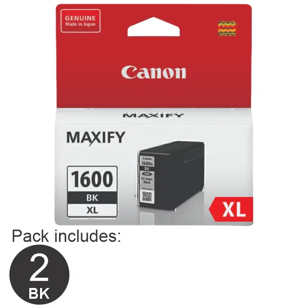 2 x Canon PGI1600XLBK High Yield Black Ink Cartridge PGI1600XLBK