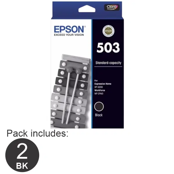 2 x Epson 503 Black Ink Cartridge C13T09Q192