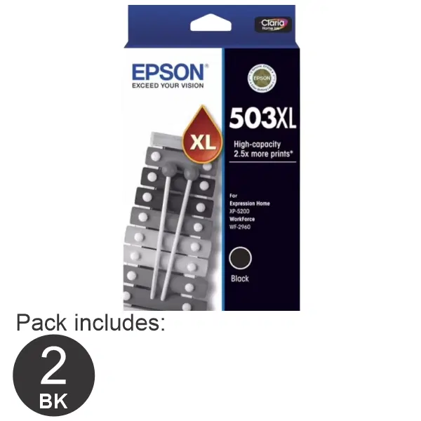 2 x Epson 503XL Black Ink Cartridge C13T09Q192