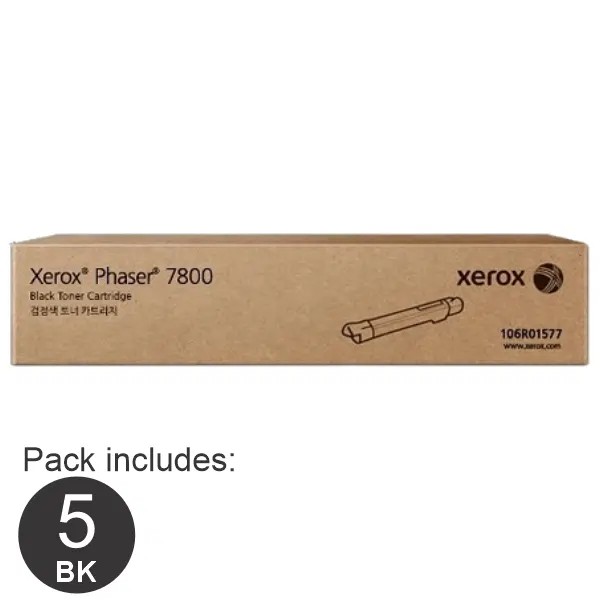 5 x Fuji Xerox Phaser 106R01577 Black Toner Cartridge 106R01577