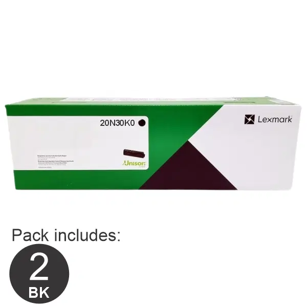 2 x Lexmark 20N30K0 Black Toner Cartridge 20N30K0