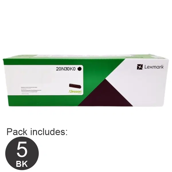 5 x Lexmark 20N30K0 Black Toner Cartridge 20N30K0