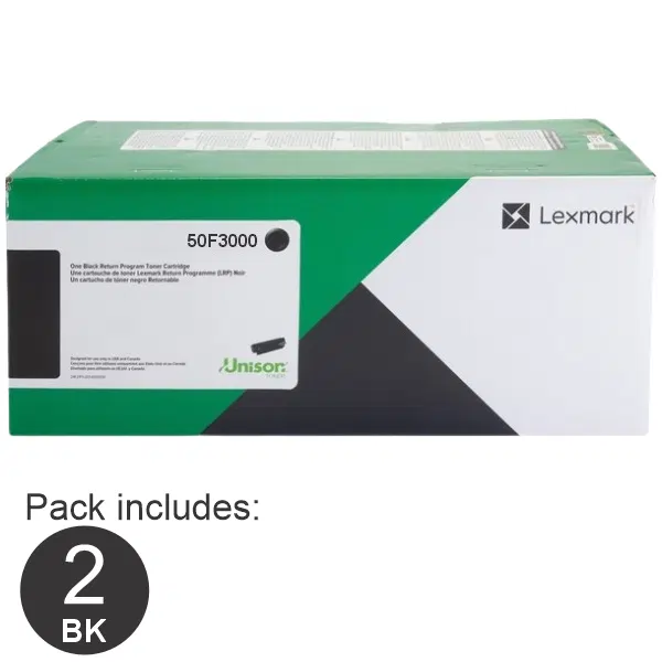 2 x Lexmark 503 (50F3000) Black Toner Cartridge 50F3000