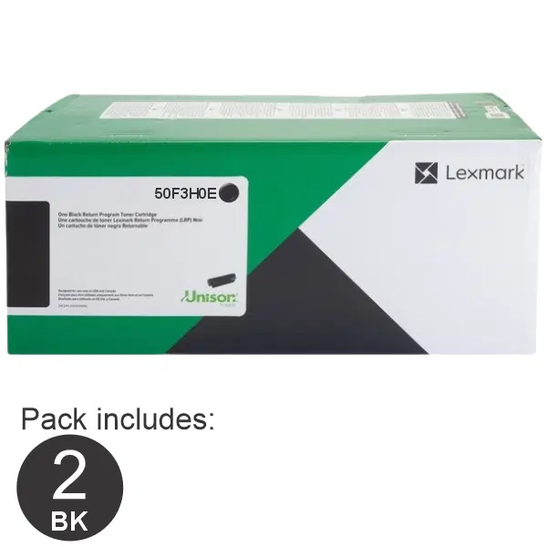 2 x Lexmark 503H (50F3H0E) High Yield Black Toner Cartridge 50F3H0E