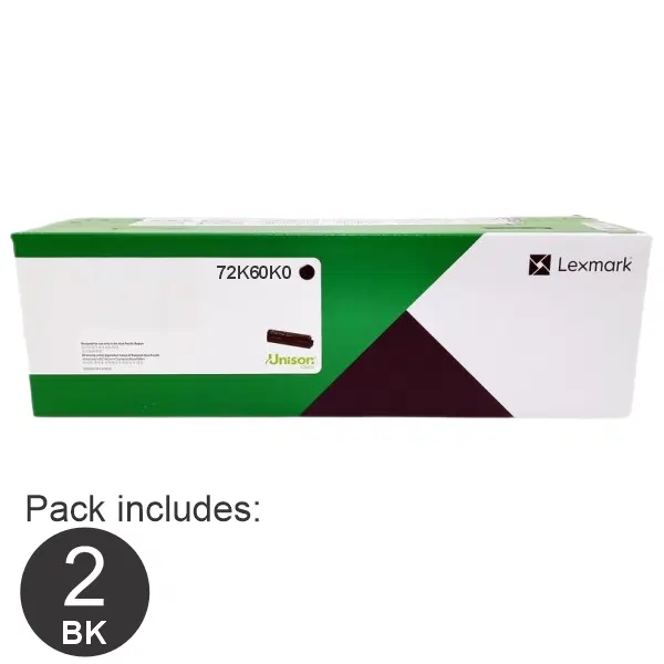 2 x Lexmark 72K60K0 Black Toner Cartridge 72K60K0